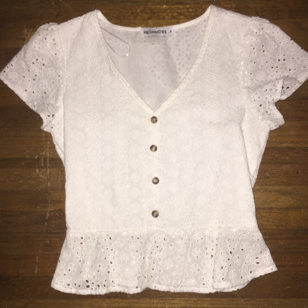 Roommates blouse top tunic shirt Lace white size M